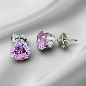 PINK Brilliant Cut Sterling Silver Stud Earrings